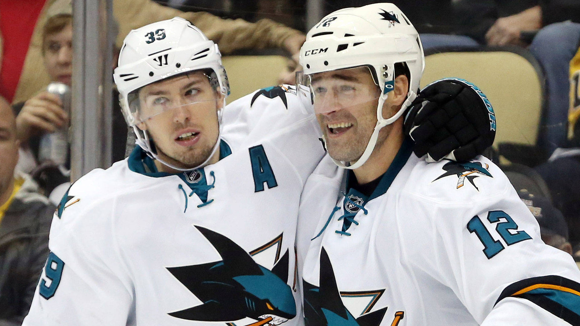 Canadian Professional Ice Hockey Center Logan Couture And Patrick Marleau Wallpaper