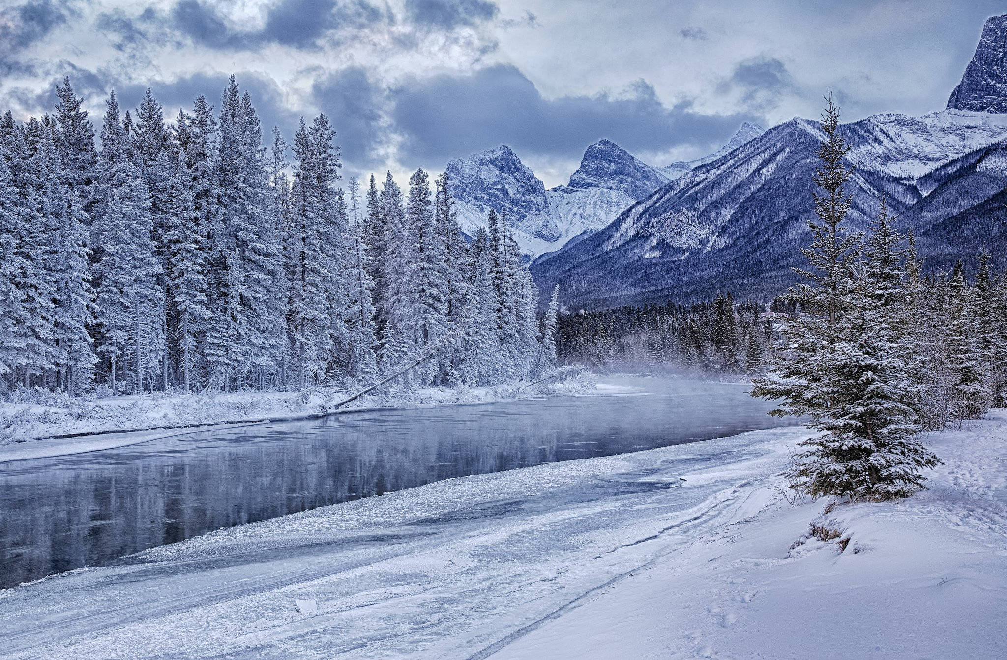 Canadian Rockies Winter Scenery Wallpaper