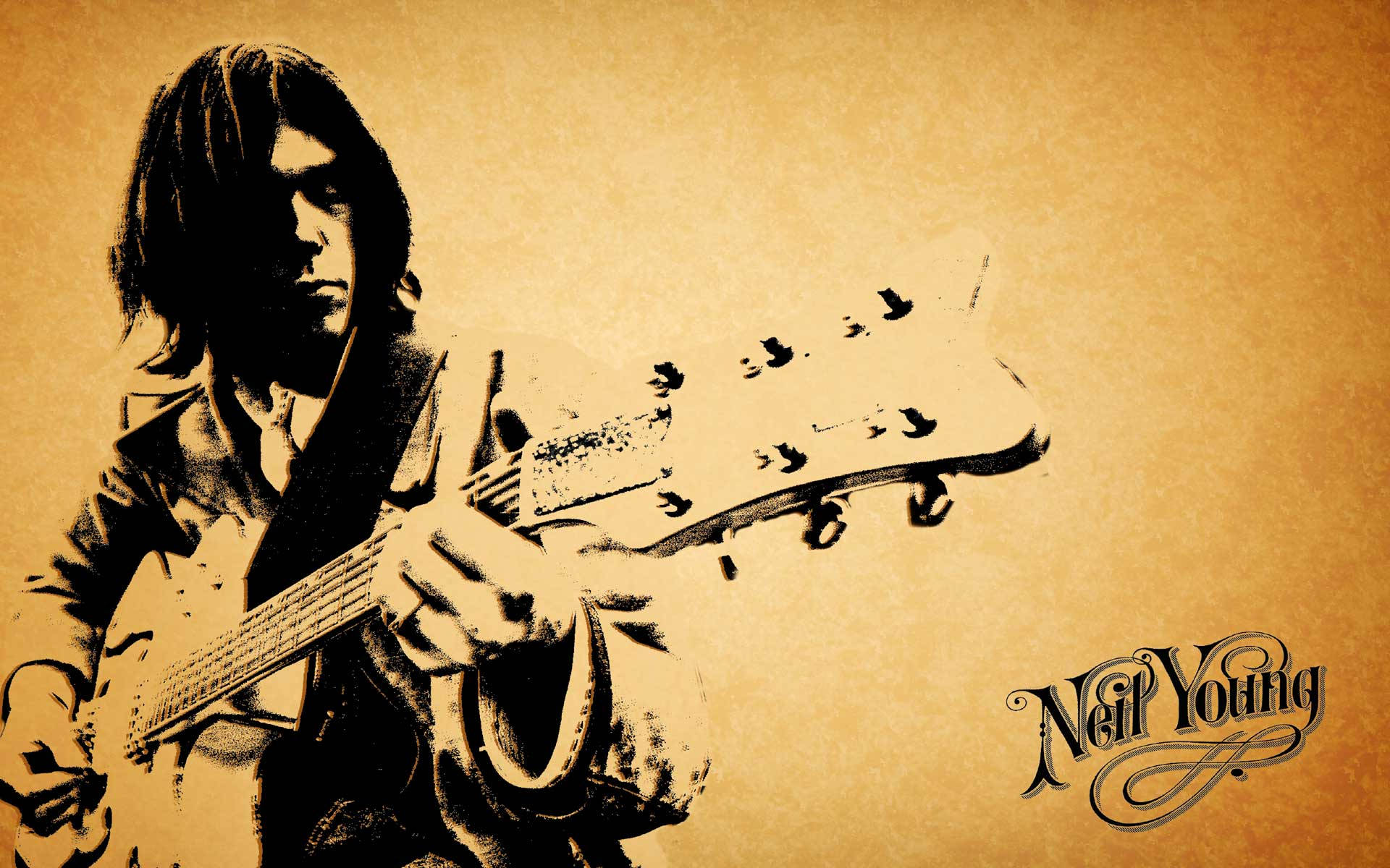 Cantantecanadiense Neil Young. Fondo de pantalla