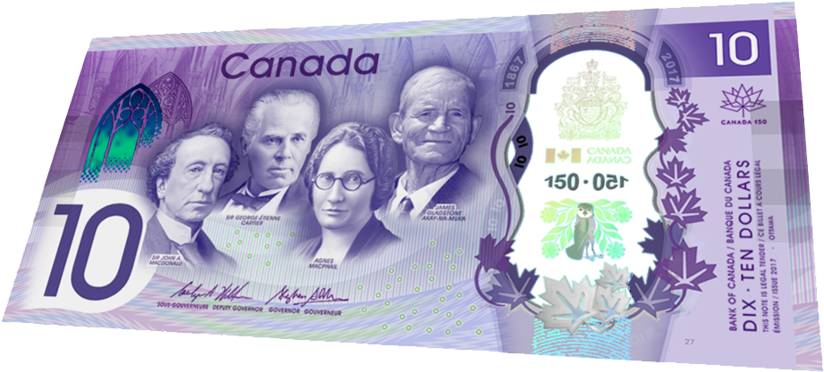 Canadian10 Dollar Bill Commemorative Edition PNG
