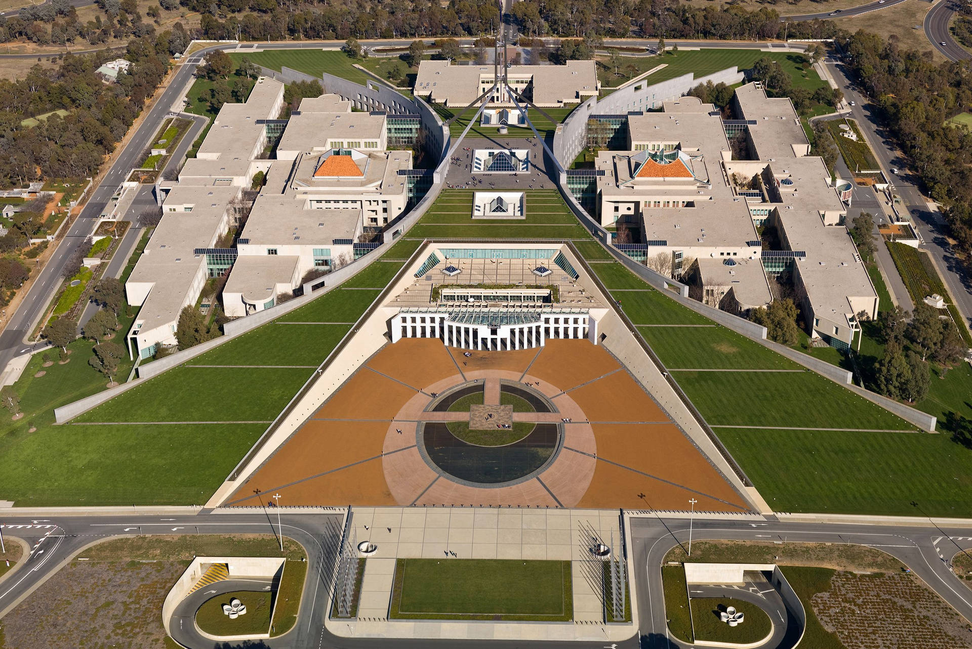 Luftaufnahmedes Parlamentsgebäudes Canberra Wallpaper