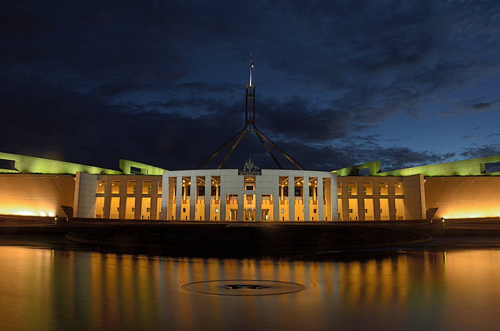 Canberra parliament house yellow lights wallpaper