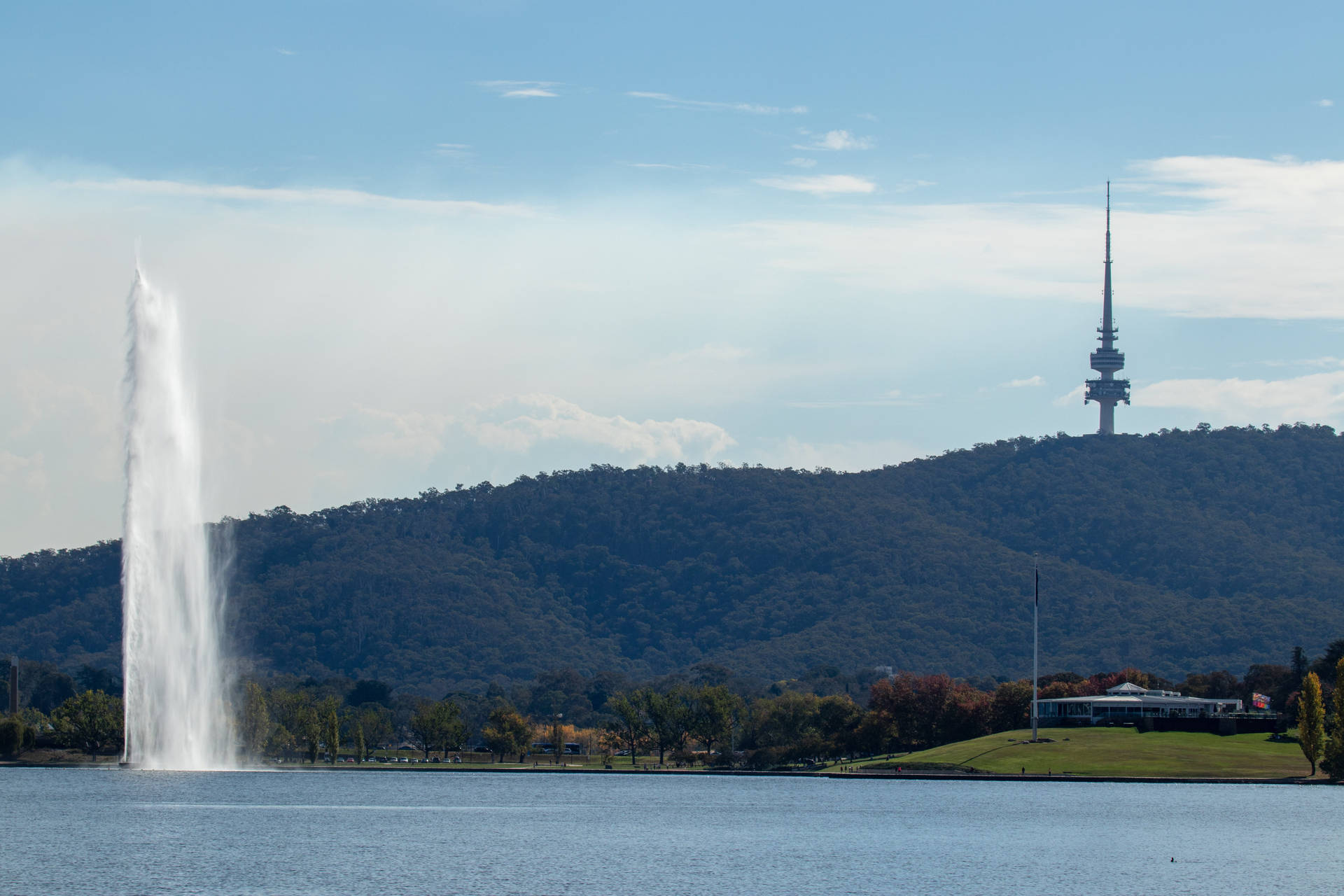 Siluetta Della Torre Di Canberra Telstra Sfondo