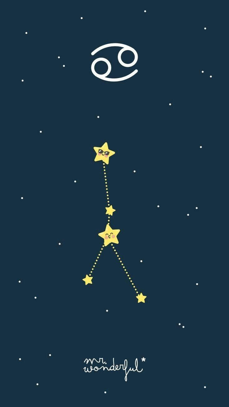 En zodiak tegn med stjerner og en stjerneklar himmel Wallpaper