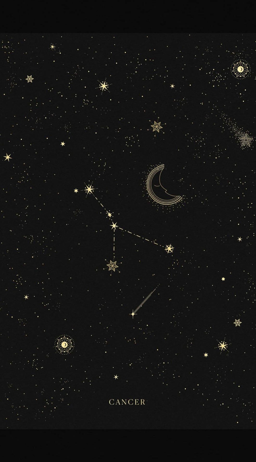 En sort og gulddæksel af stjernetegnet krebs Wallpaper