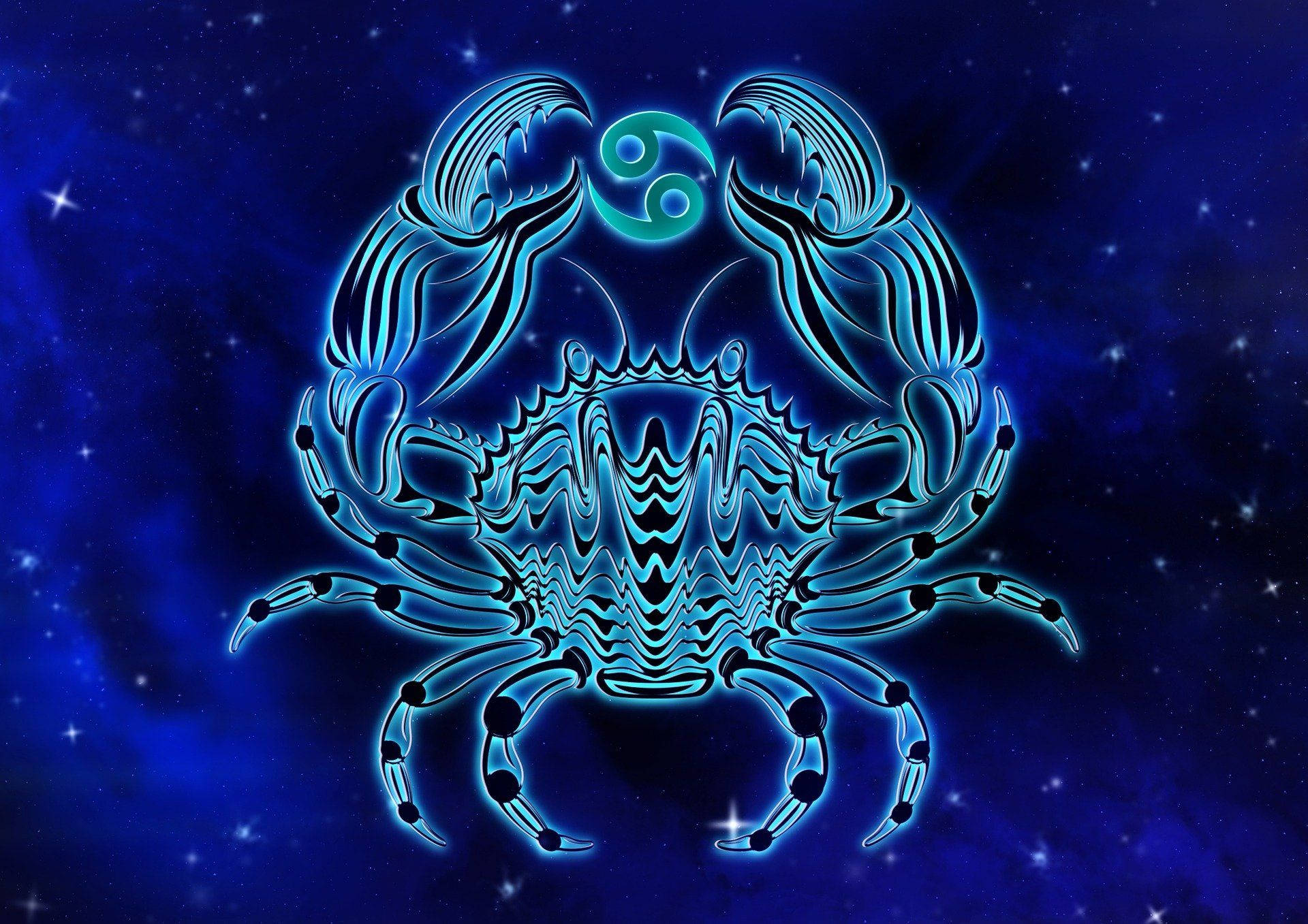 Enblå Krabba-symbol På En Blå Bakgrund Wallpaper