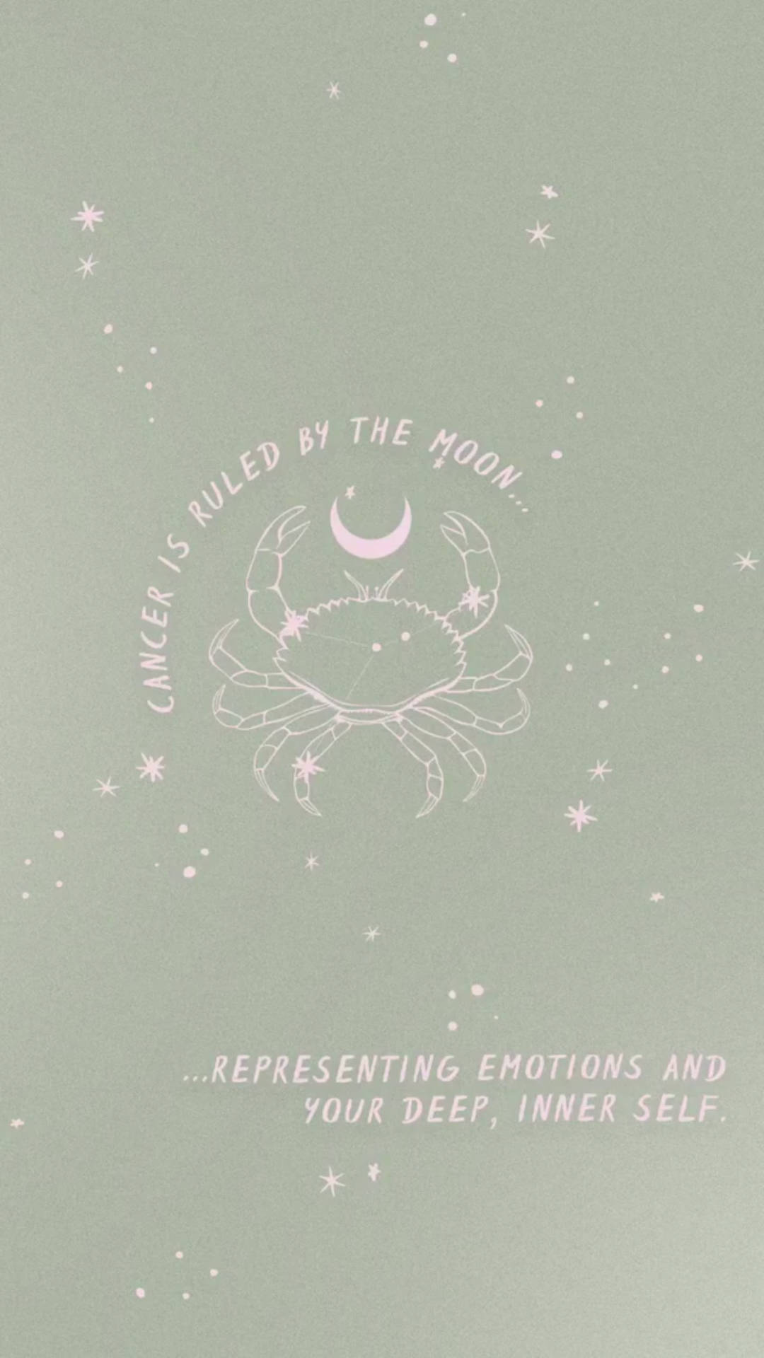 En lyserød og hvid kort med ordene, 'overskygget af månen' Wallpaper