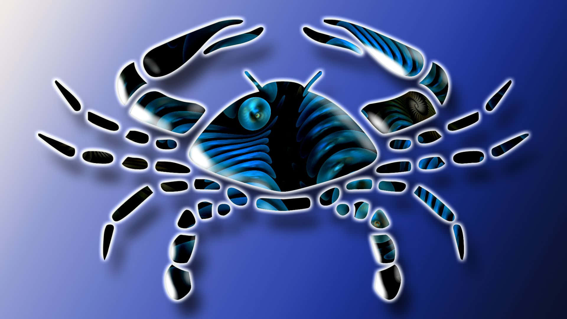 A Blue And Black Crab On A Blue Background