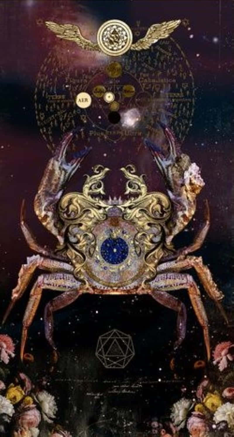A Crab With A Star And Other Symbols Wallpaper