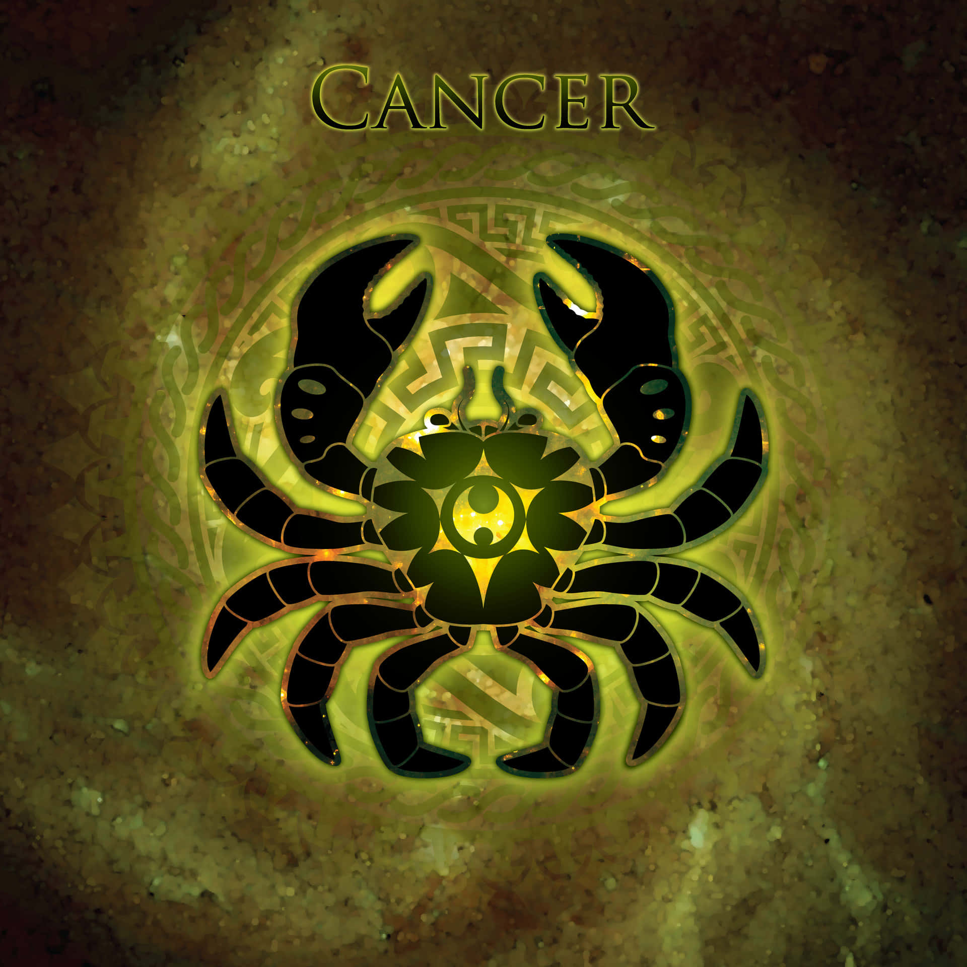 A Green And Yellow Symbol Of Cancer Wallpaper