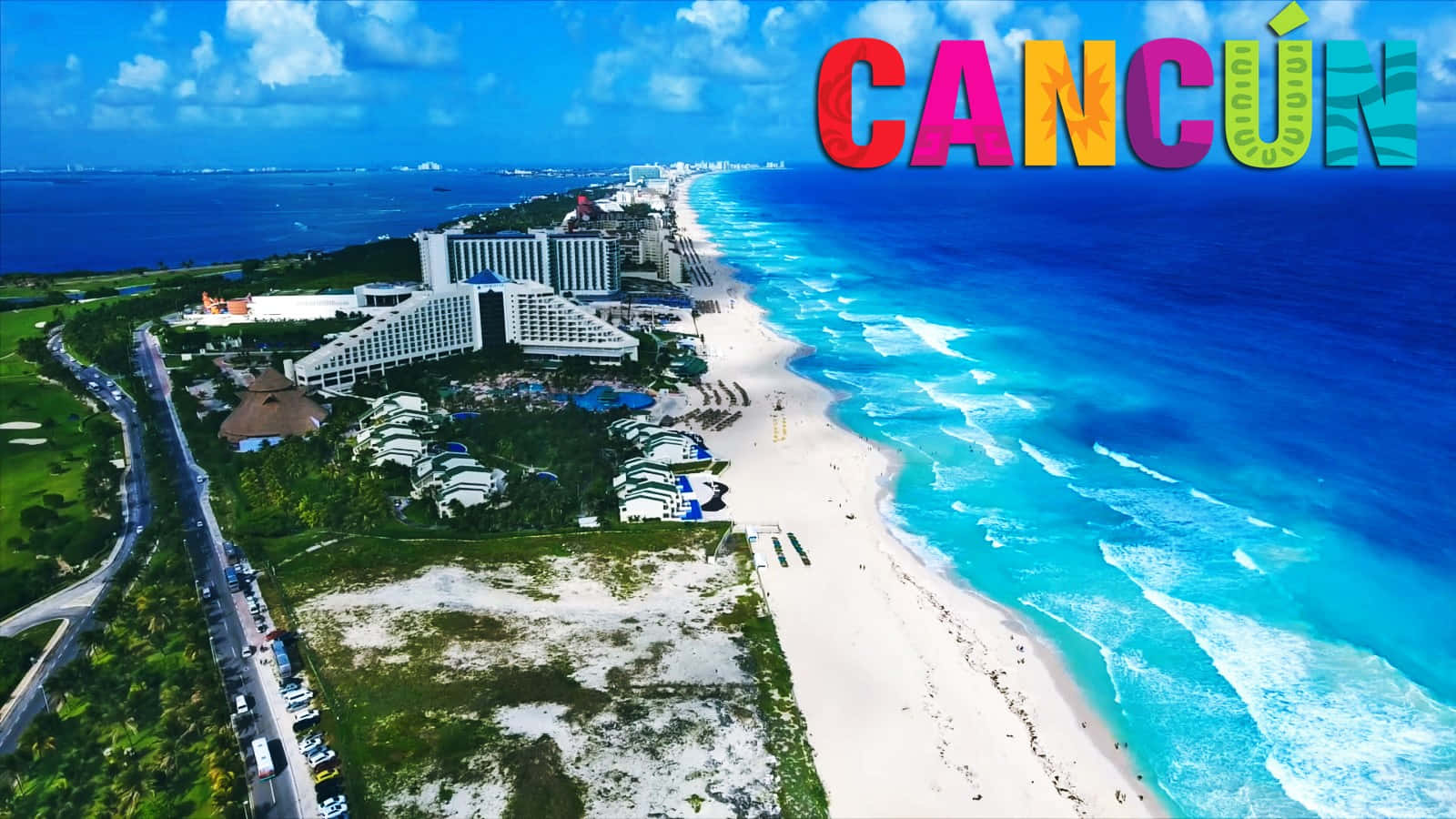 Captivating Landscape of Cancun's White Beach Wallpaper