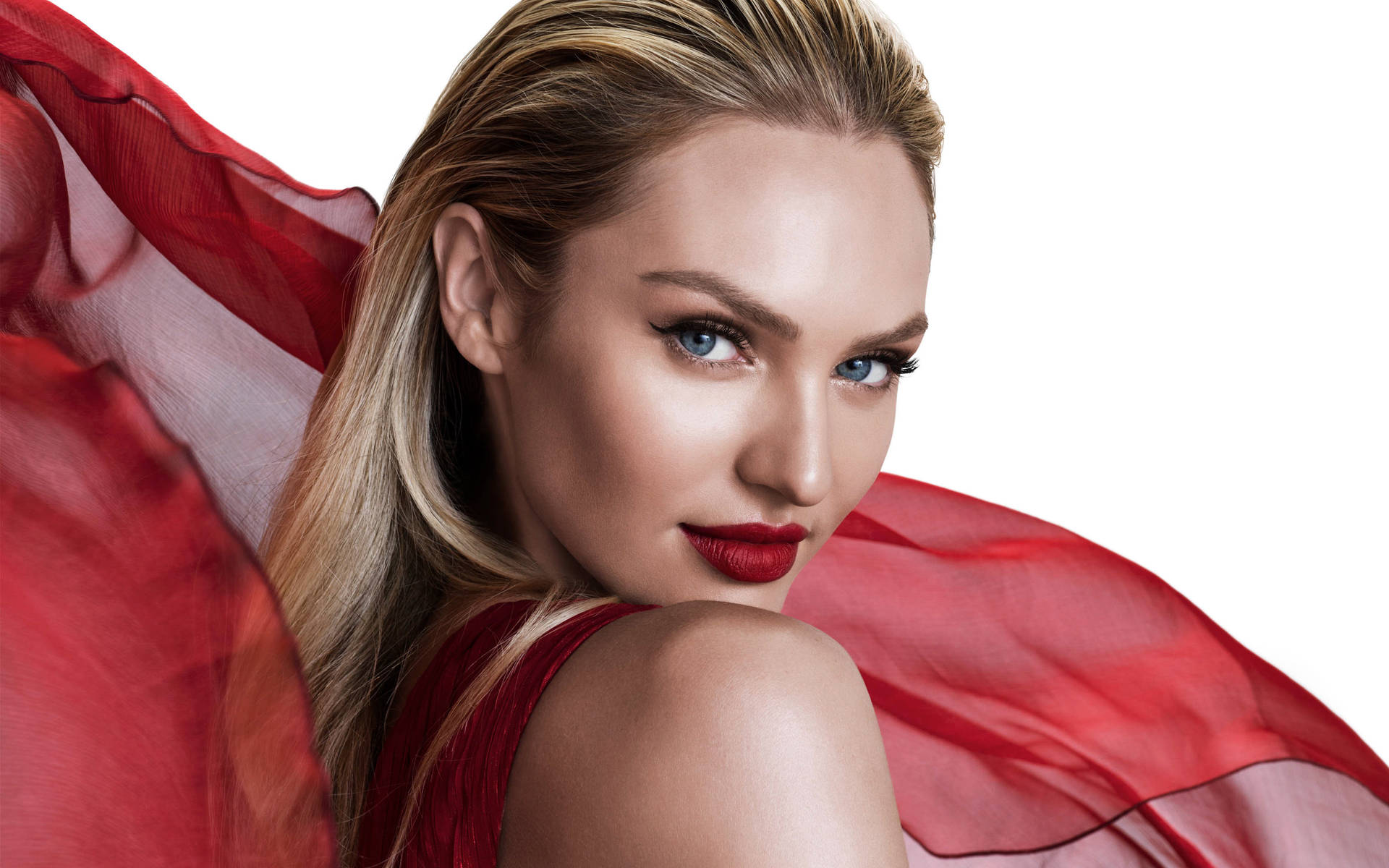 Candice Swanepoel Red Scarf Photography Wallpaper