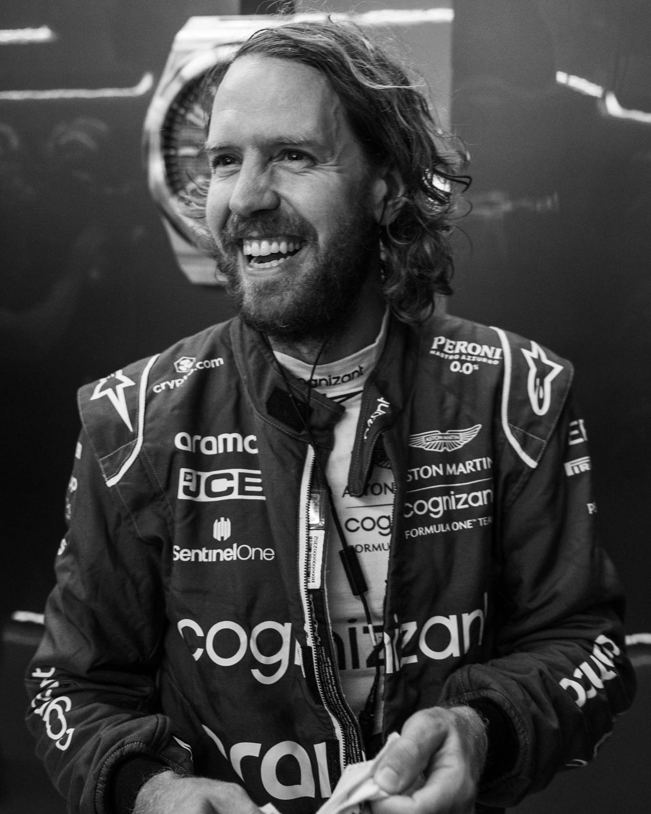 Candid B&w Portrait Of Sebastian Vettel Wallpaper