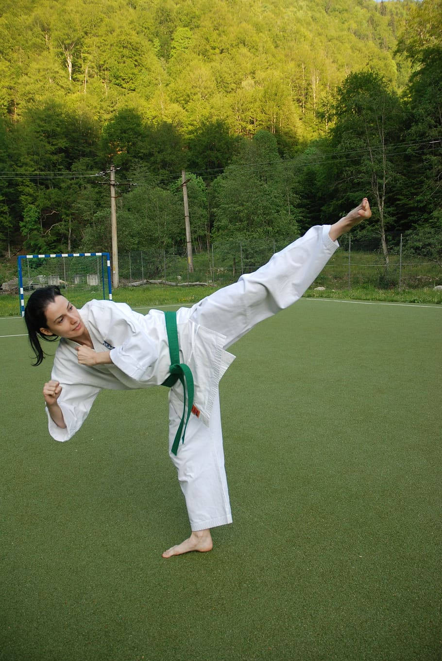 Calciolaterale Cintura Verde Di Taekwondo Candido Sfondo