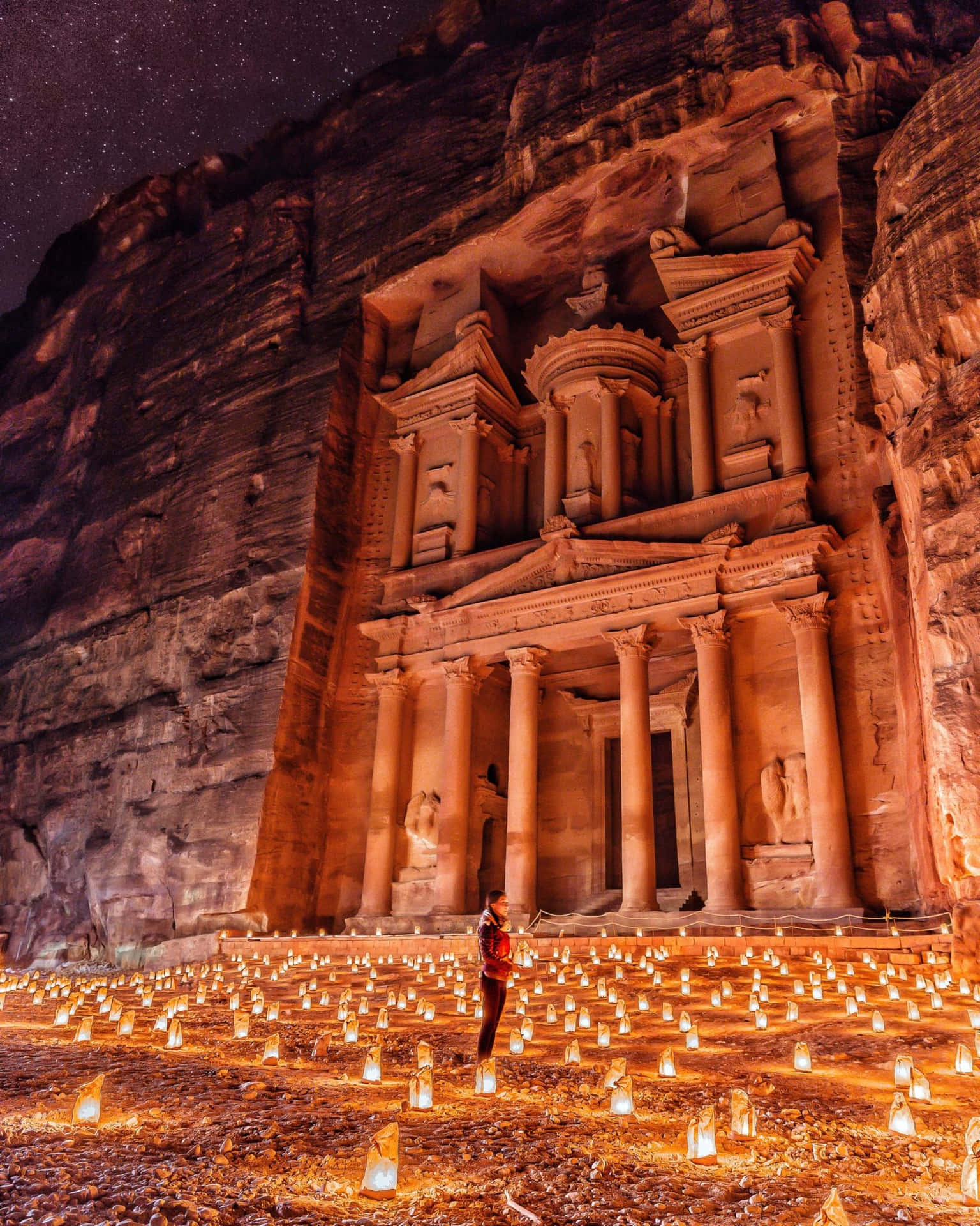 Candle Field In Petra Jordan Wallpaper