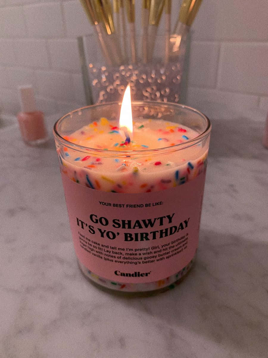 A Candle With A Message That Says Go Shavey It's Your Birthday