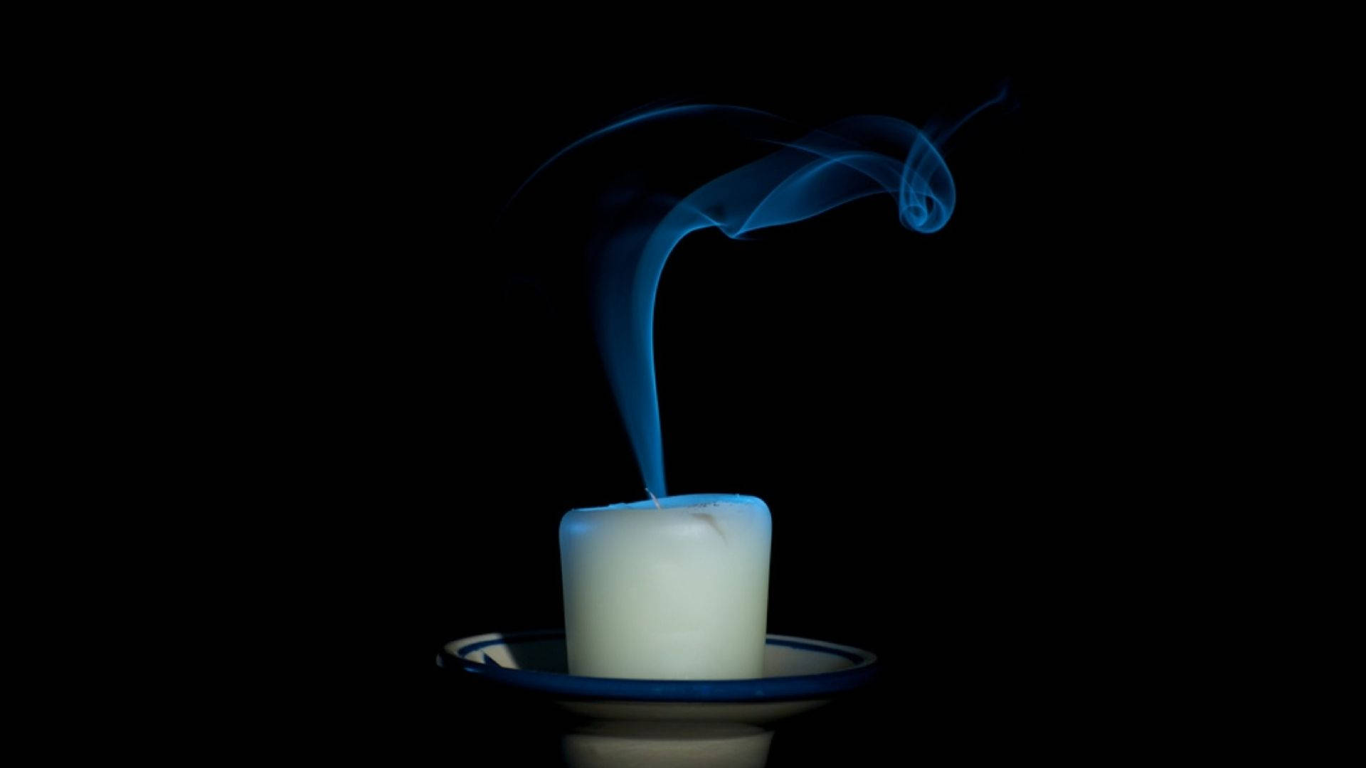 Candle With Blue Smoke Wallpaper