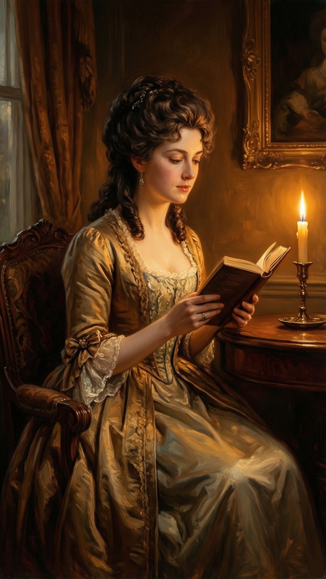 Lectrice à la Bougie Fonds d'écran