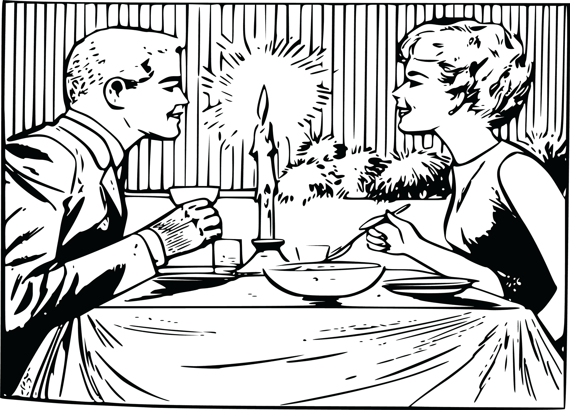 Candlelit Dinner Date Vintage PNG