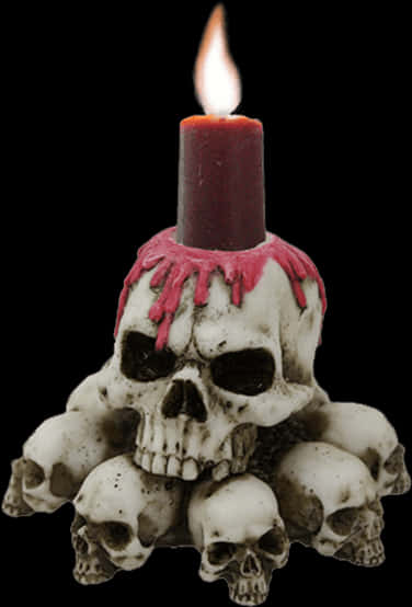 Candlelit Skull Decoration PNG