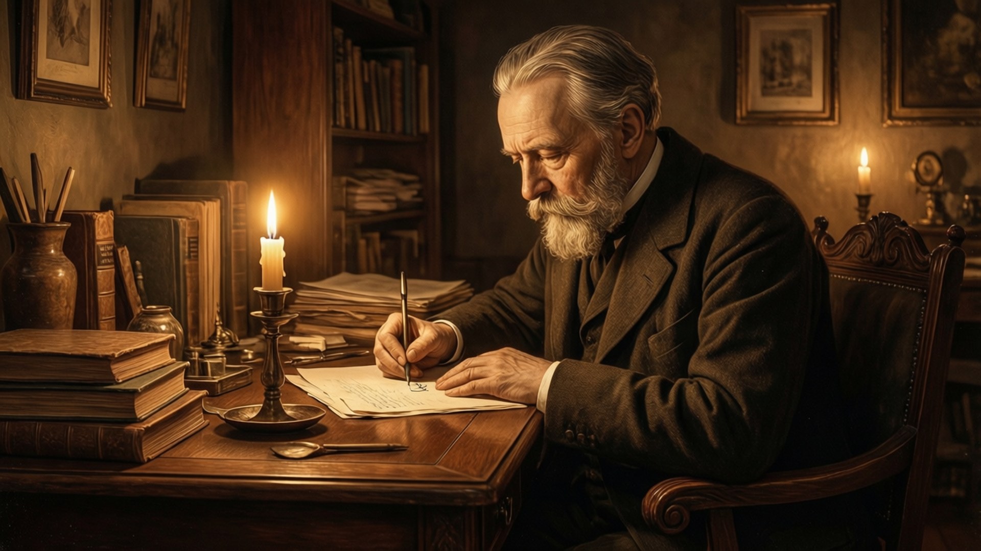 Candlelit Study Wallpaper
