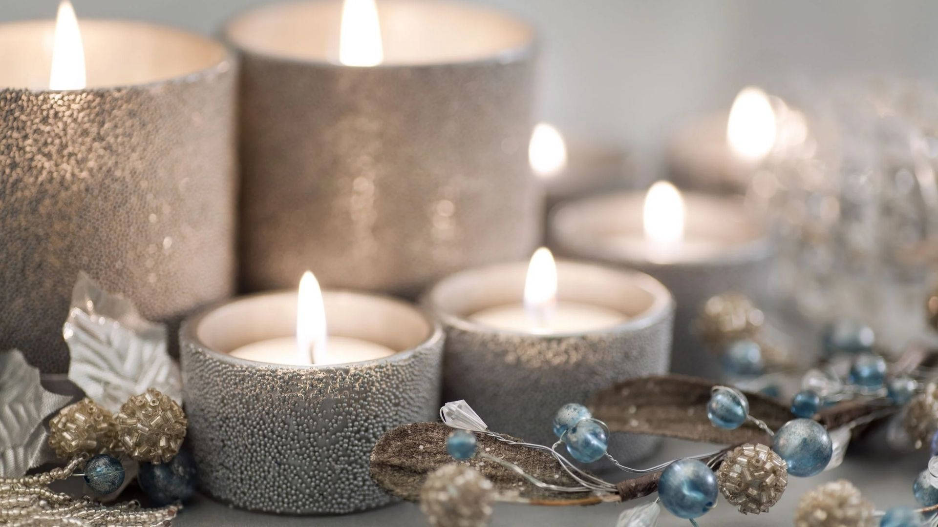 Candles In Silver Glass Wallpaper