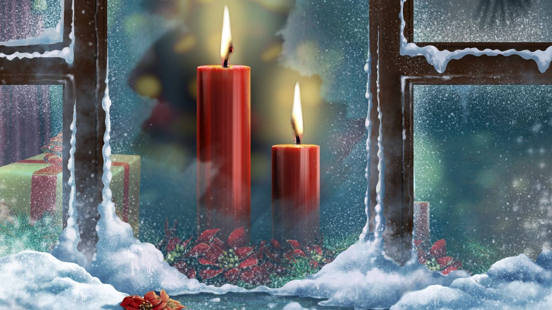 Candles In Window Wallpaper