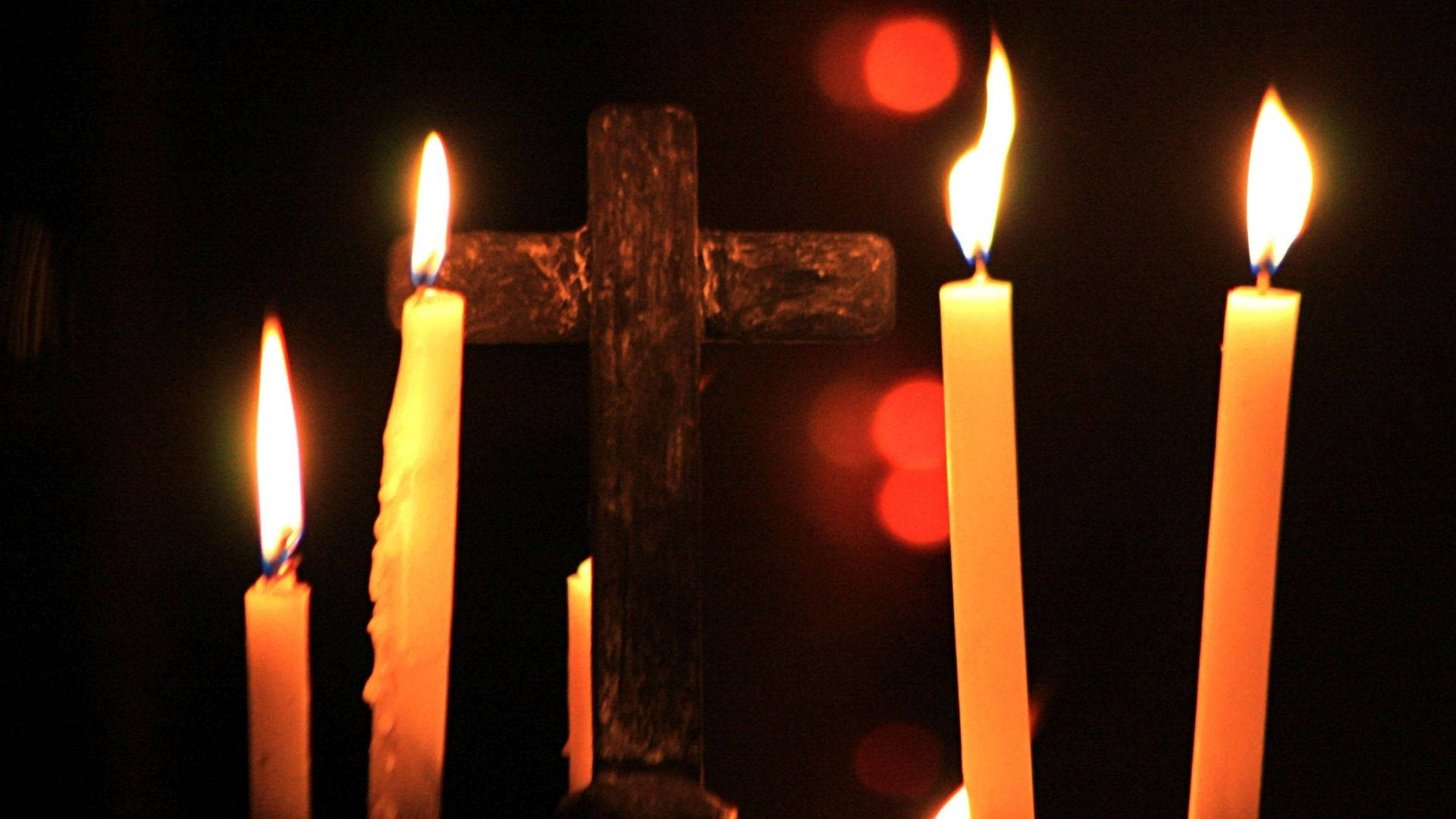 Candles With Cross Wallpaper