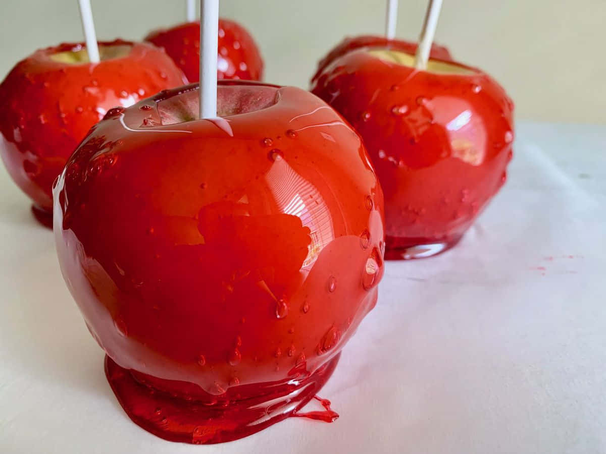 Delectable Candy Apples on Display Wallpaper