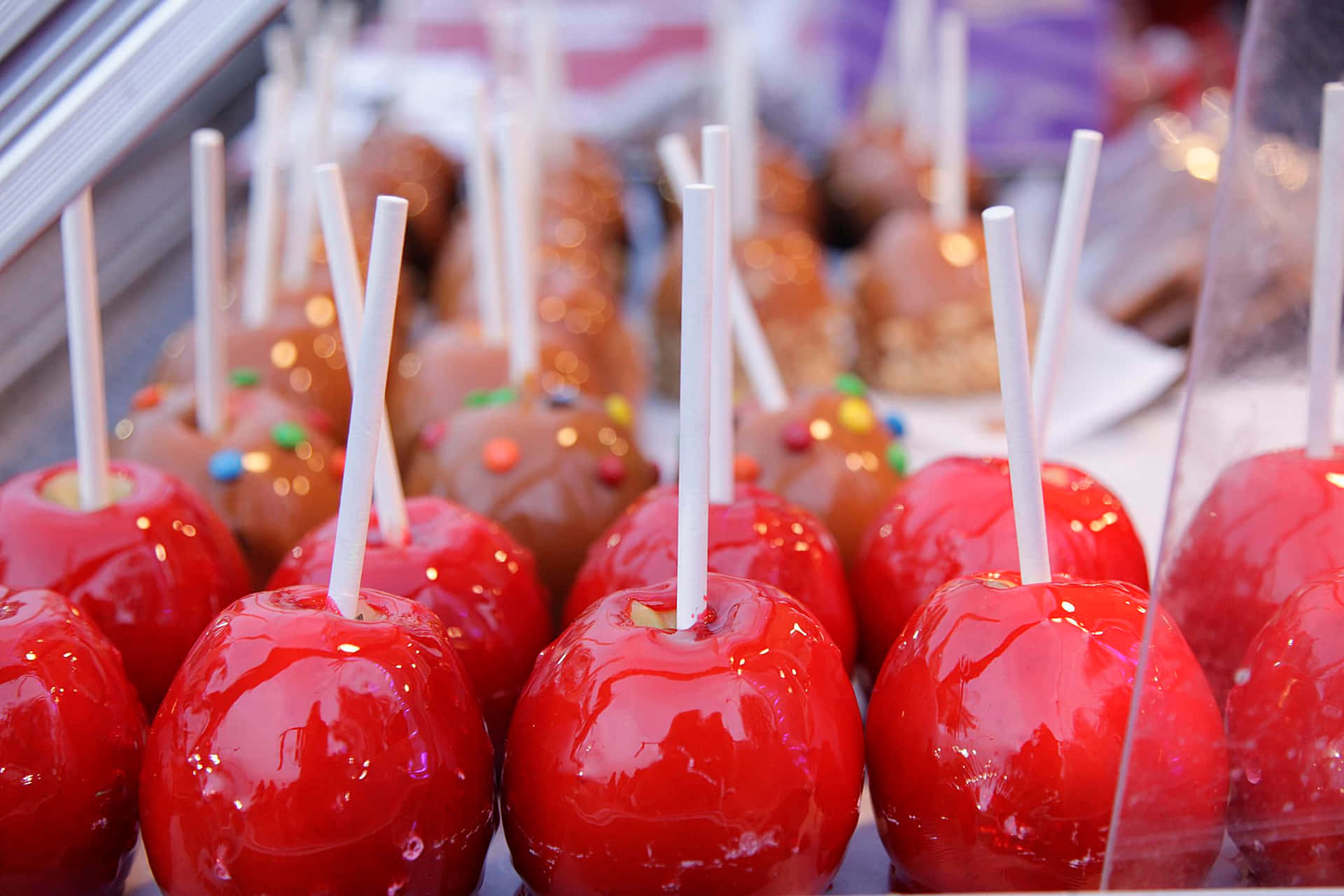 Delectable Candy Apples on Display Wallpaper