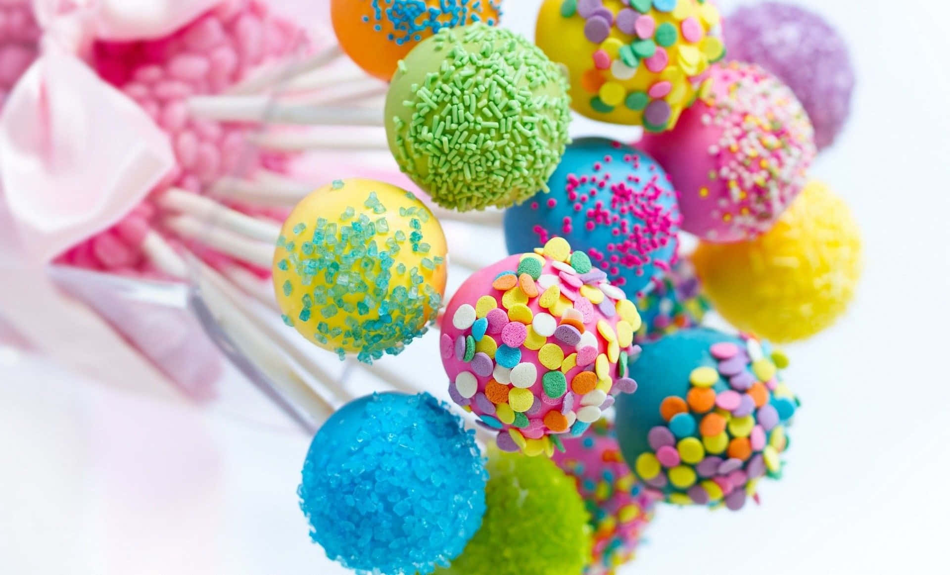 Cake Pops In A Bouquet Of Colorful Sprinkles