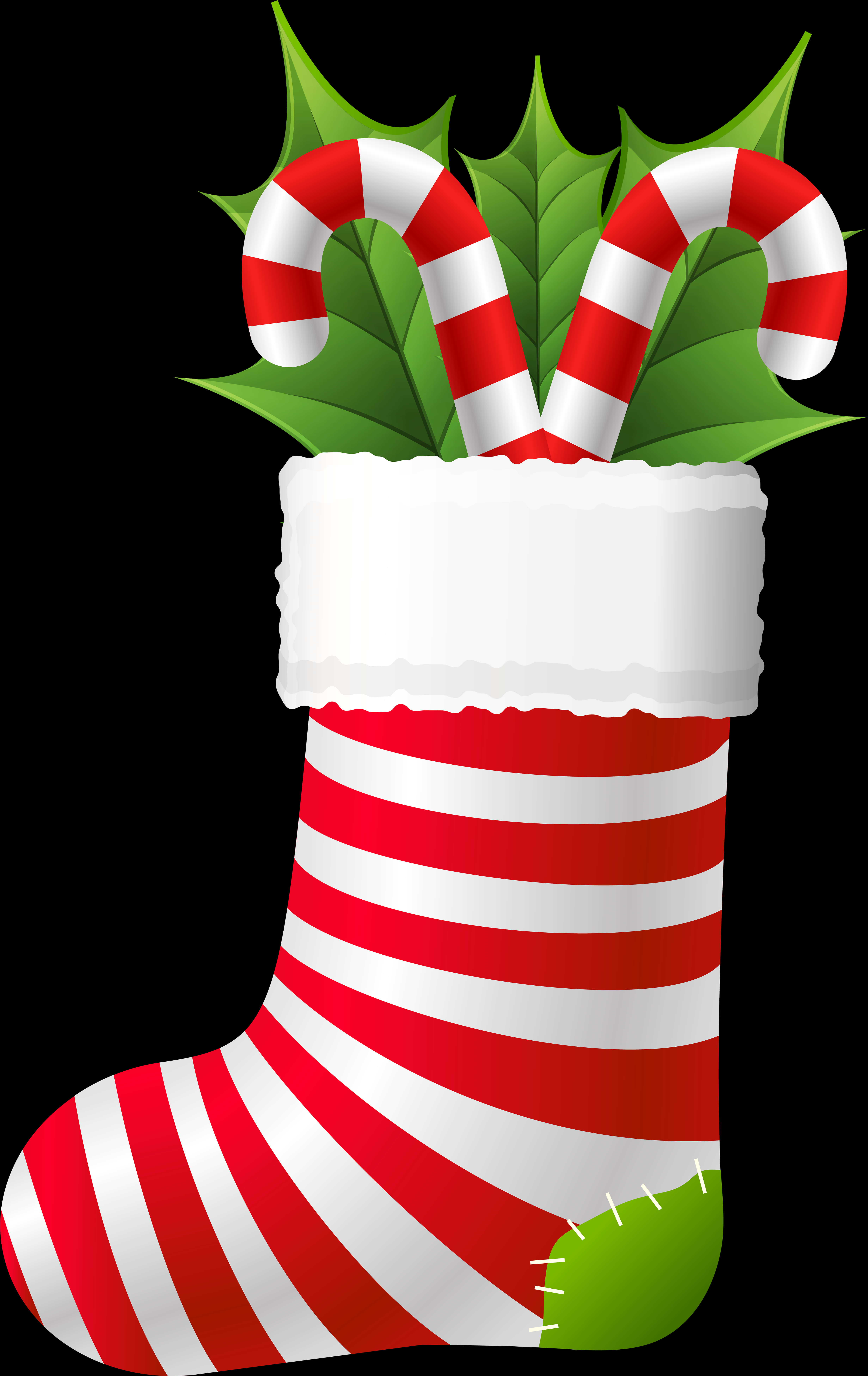 Candy Cane Christmas Stocking PNG