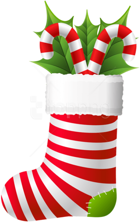 Candy Cane Christmas Stocking Clipart PNG
