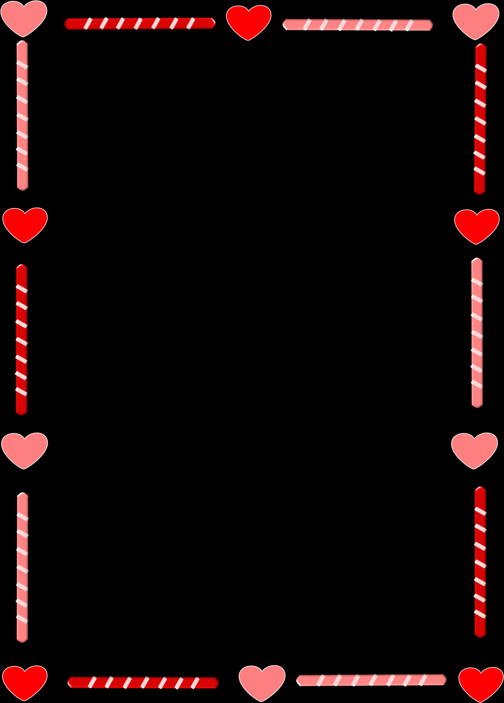 Candy Cane Heart Border PNG