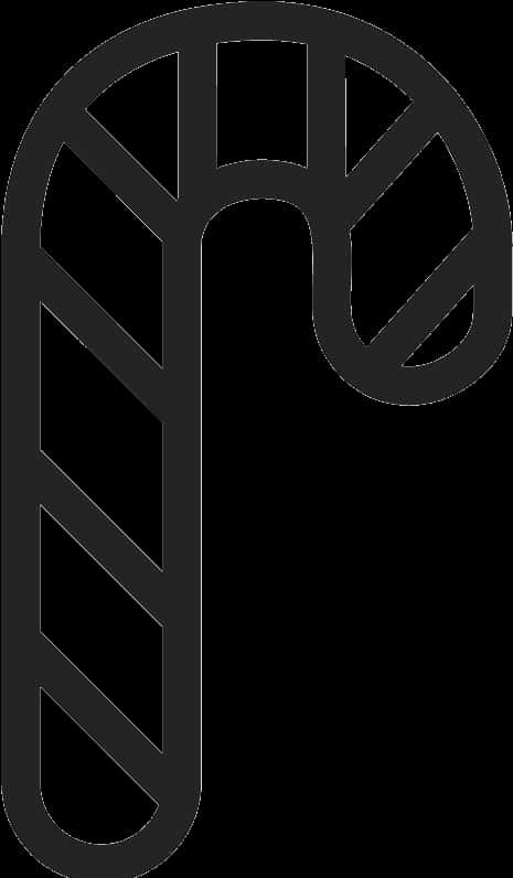 Candy Cane Icon Blackand White PNG