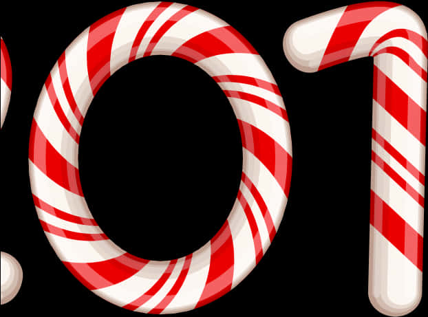 Candy Cane Letters Design PNG