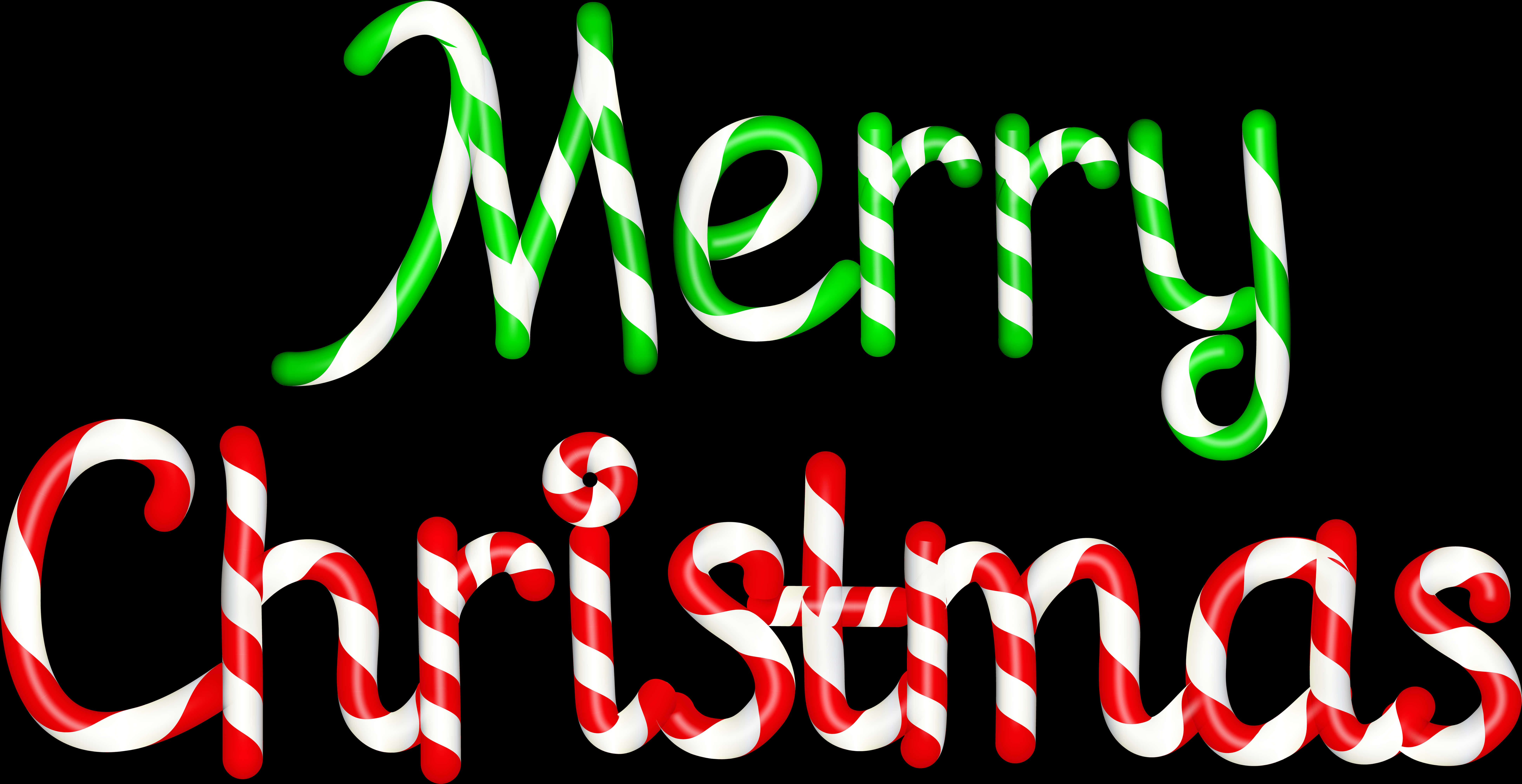 Candy Cane Merry Christmas Text PNG