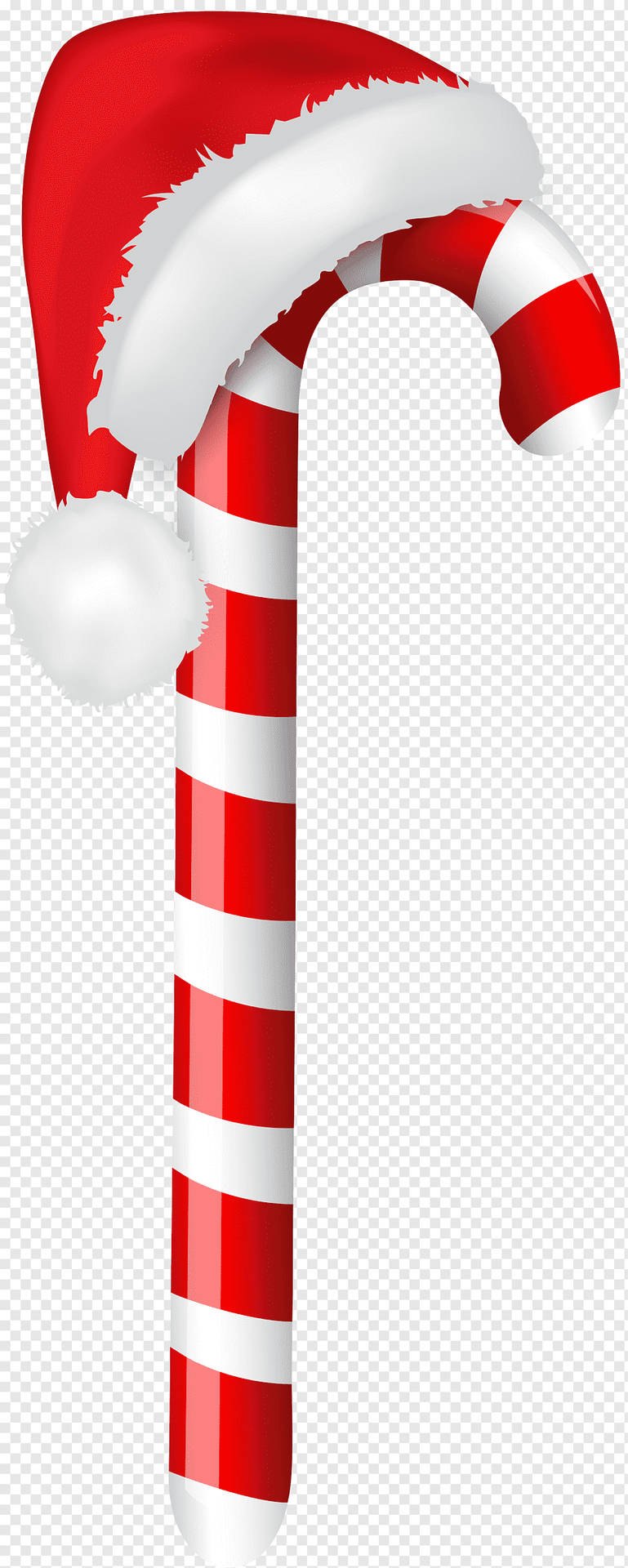 Candy Cane With Christmas Hat Wallpaper