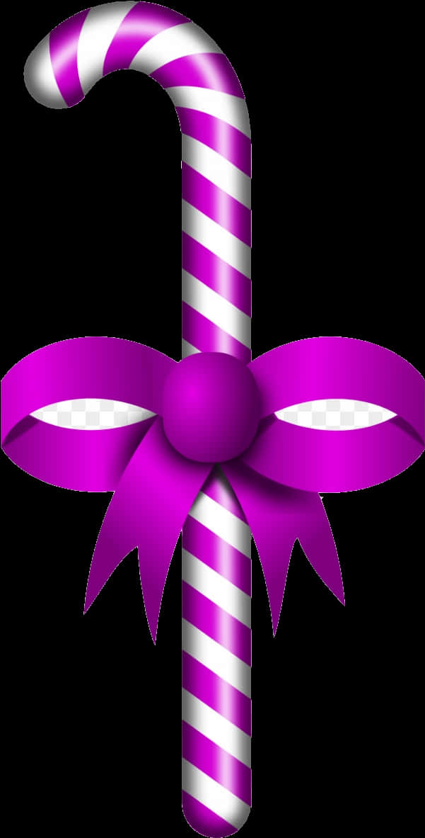 Candy Cane With Pink Bow PNG