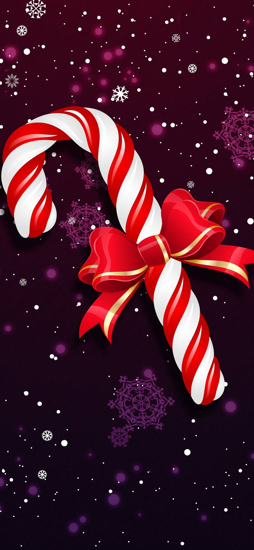 Candy Cane With Ribbon Wallpaper