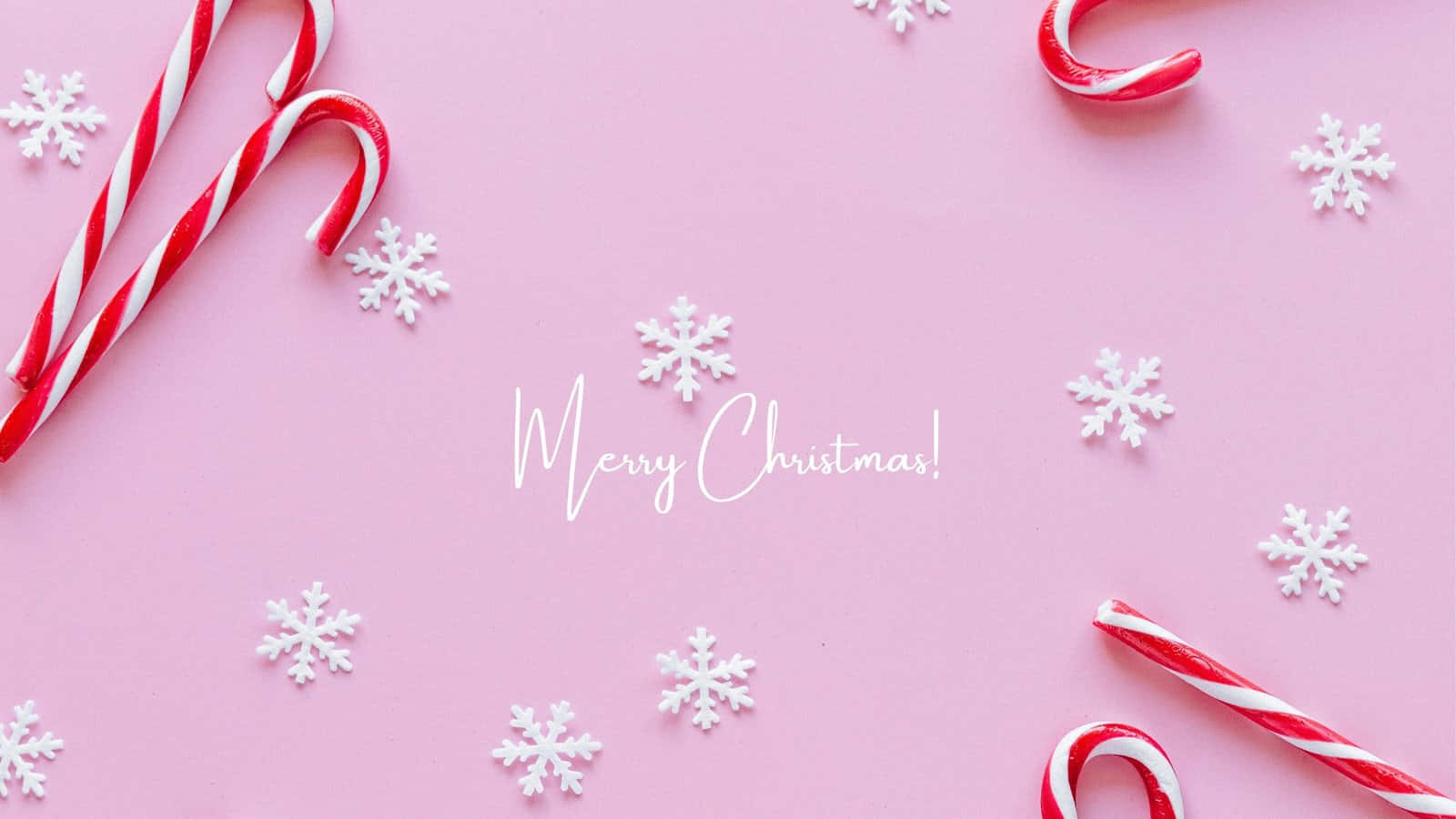 Candy Caneand Snowflakes Christmas Greeting Wallpaper