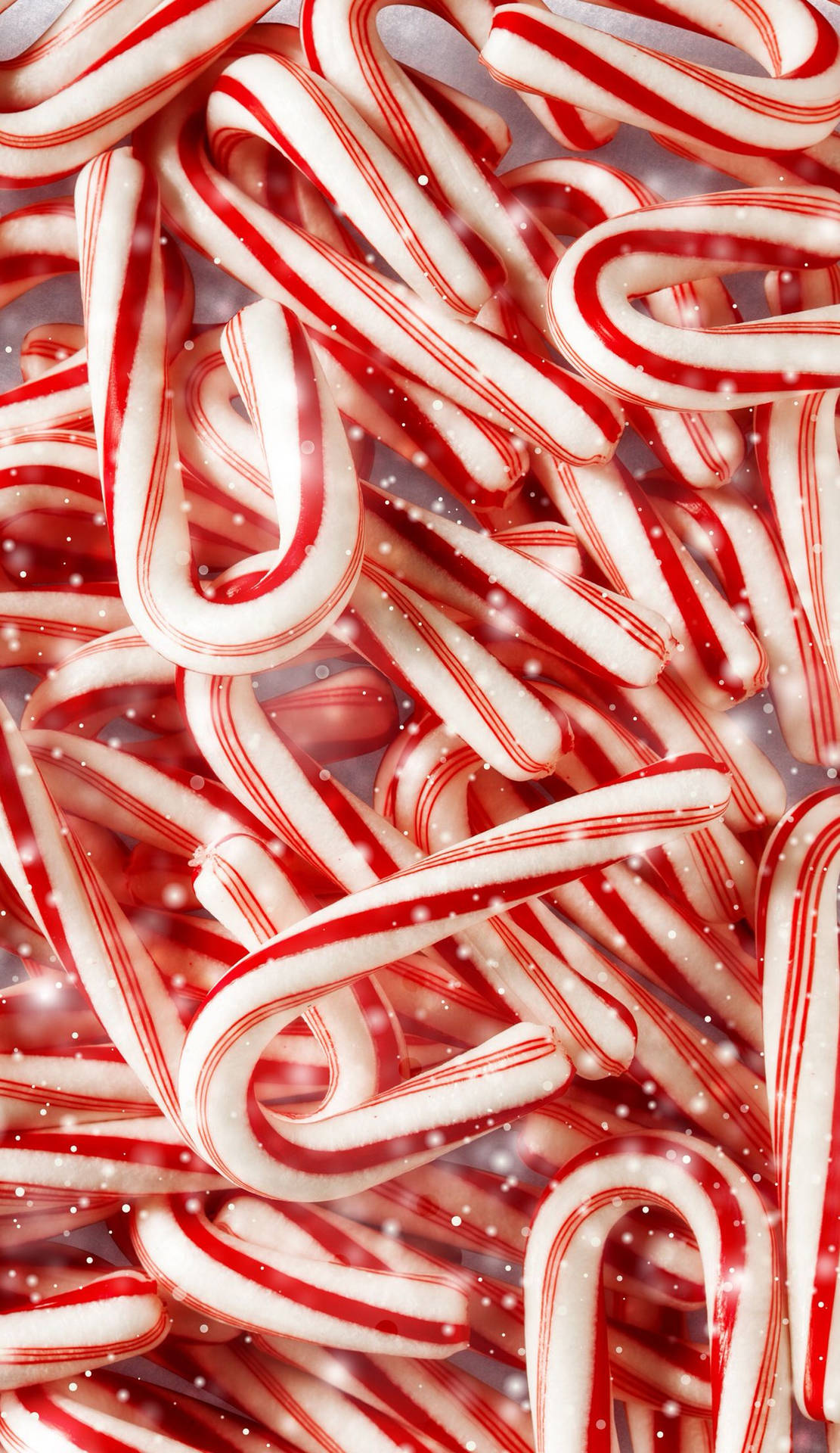 Candy Canes With Snow Wallpaper