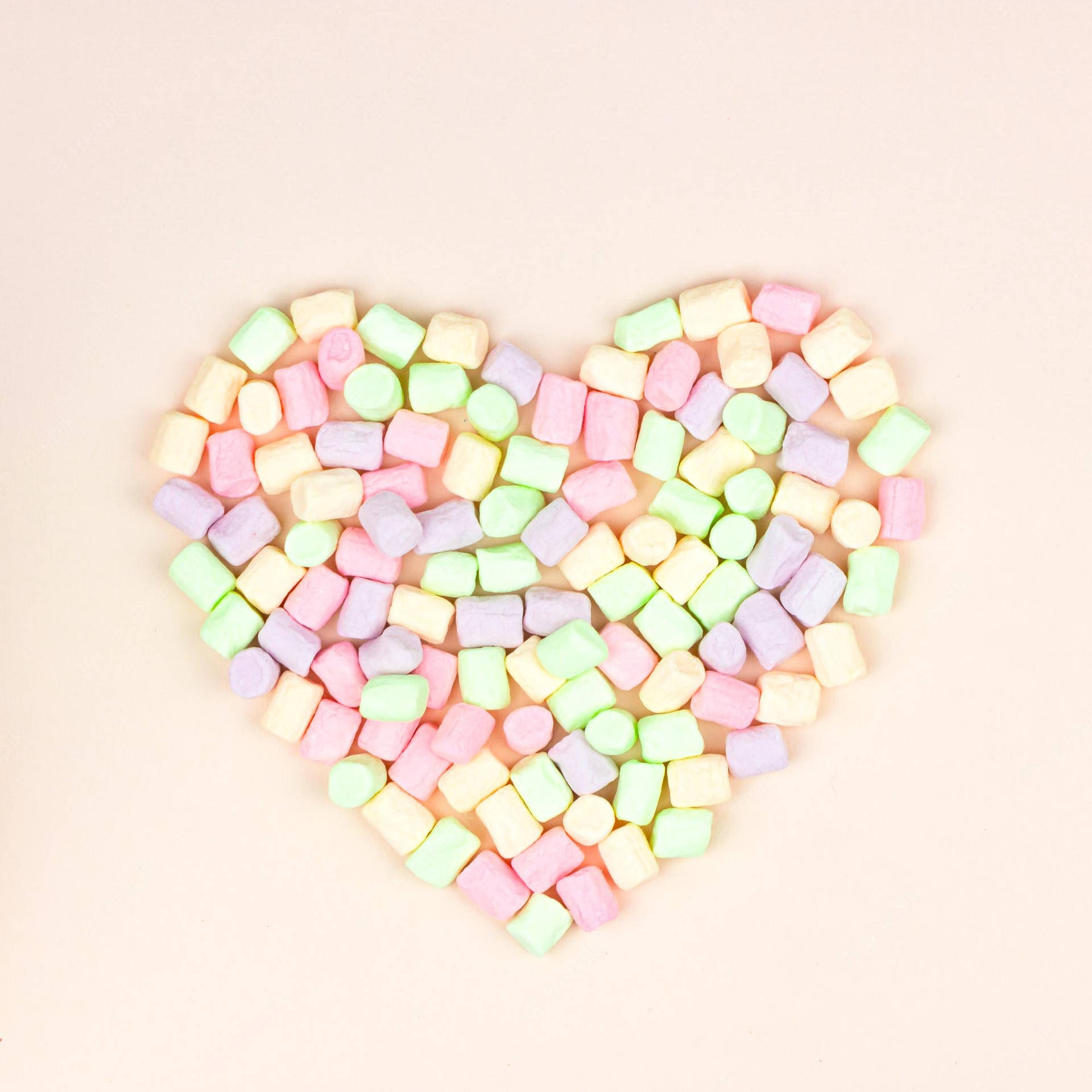 Candy Colored 3d Marshmallow Heart Wallpaper