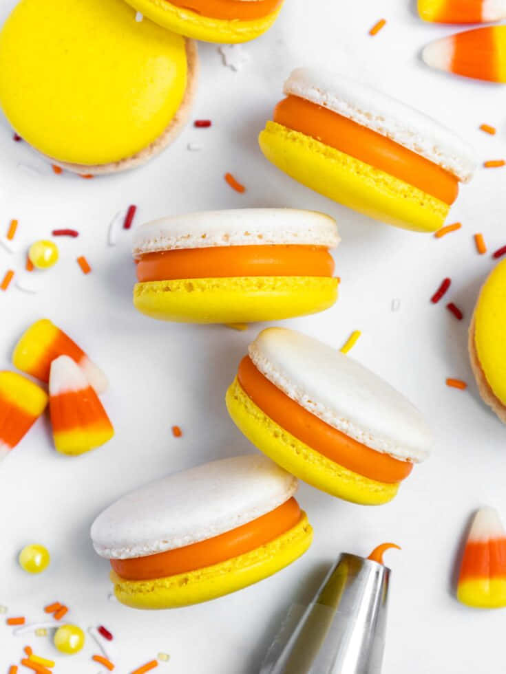 Candy Corn Inspired Macarons Wallpaper