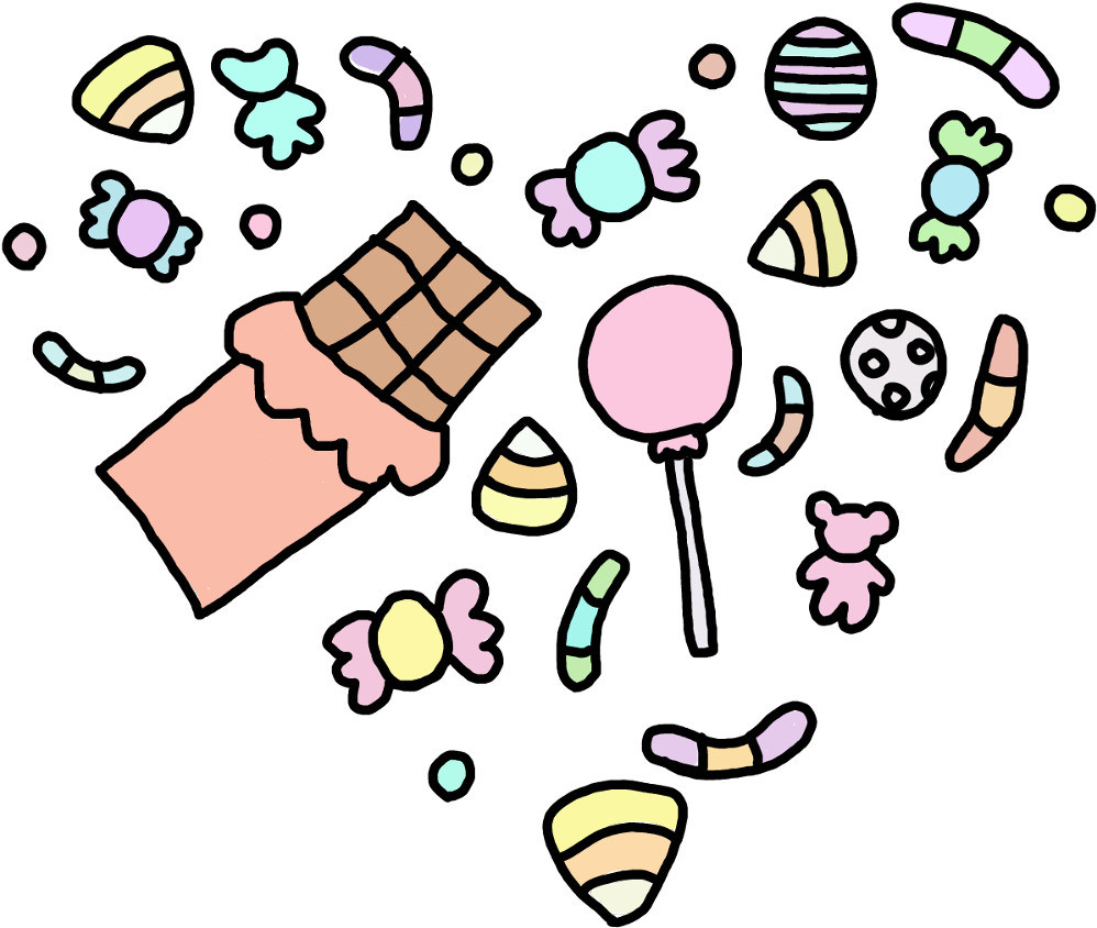 Candy Explosion Doodle Art PNG