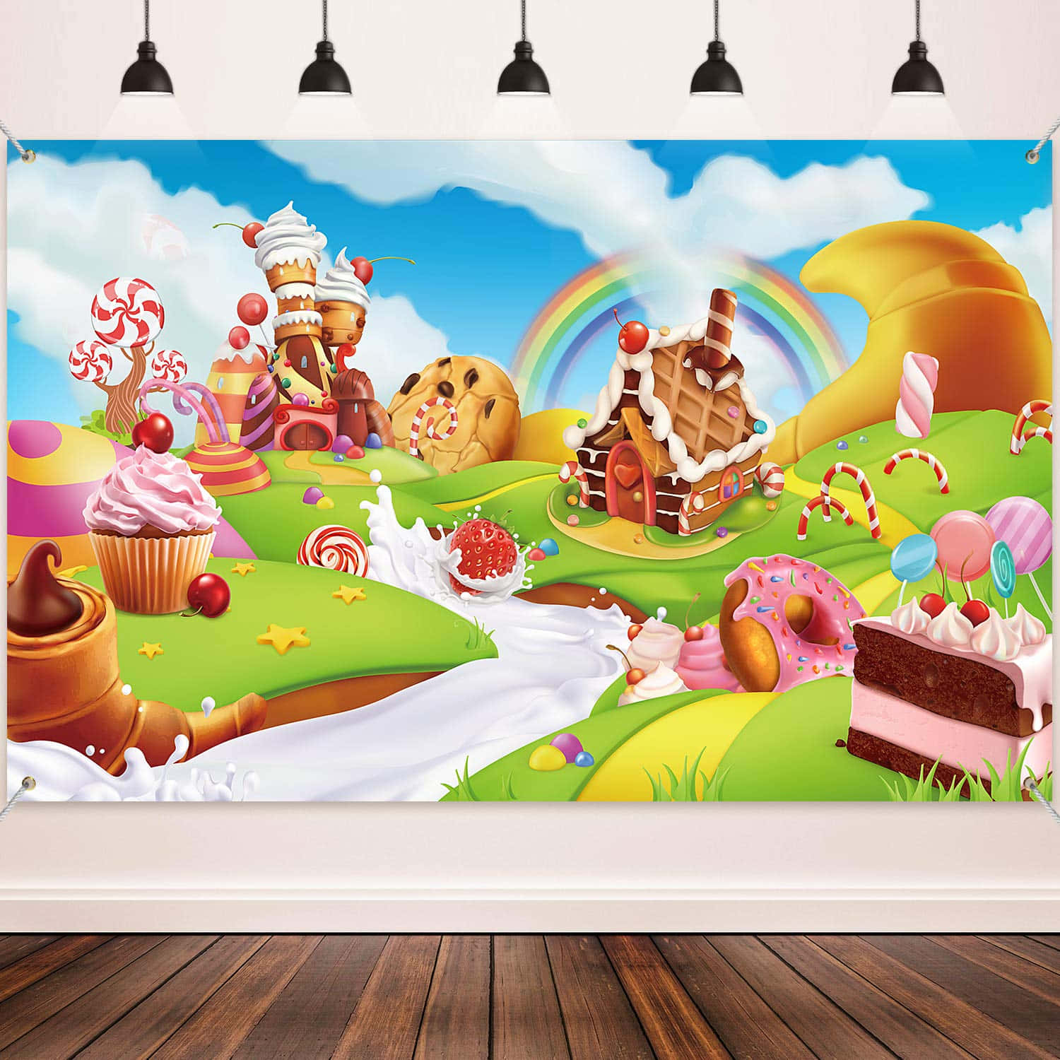 A Wall With A Candy Land Backdrop