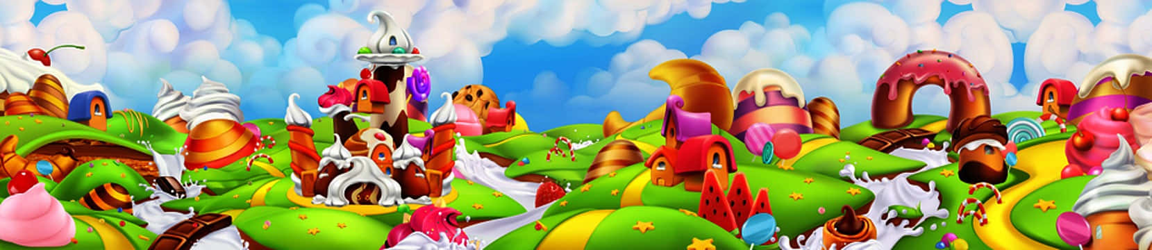 Enjoy a colorful world of sweetness with Candy Land Wallpaper