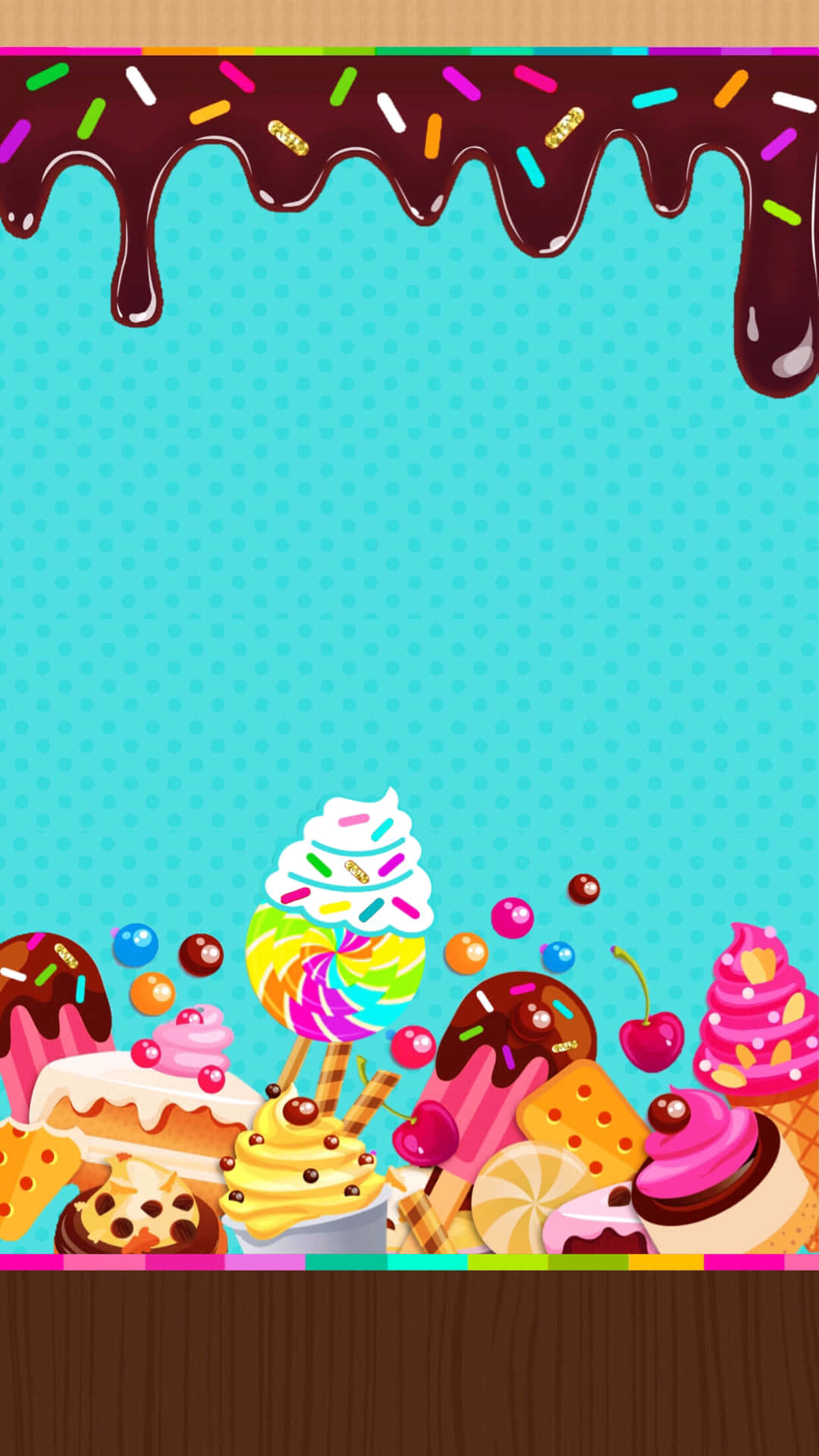 A Blue Background With A Lot Of Ice Cream And Desserts Wallpaper