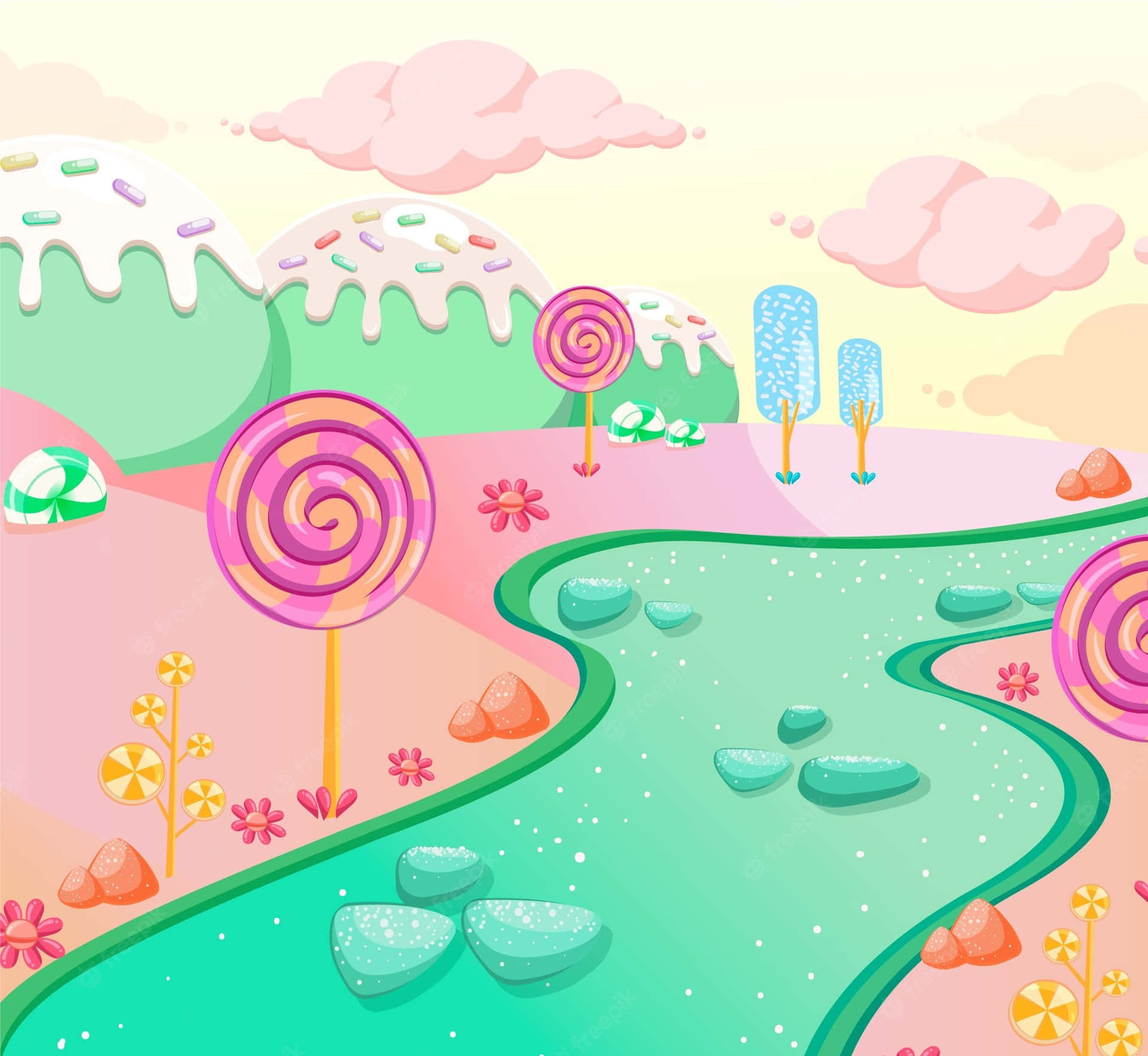 Vibrant Colours of Candy Land Wallpaper