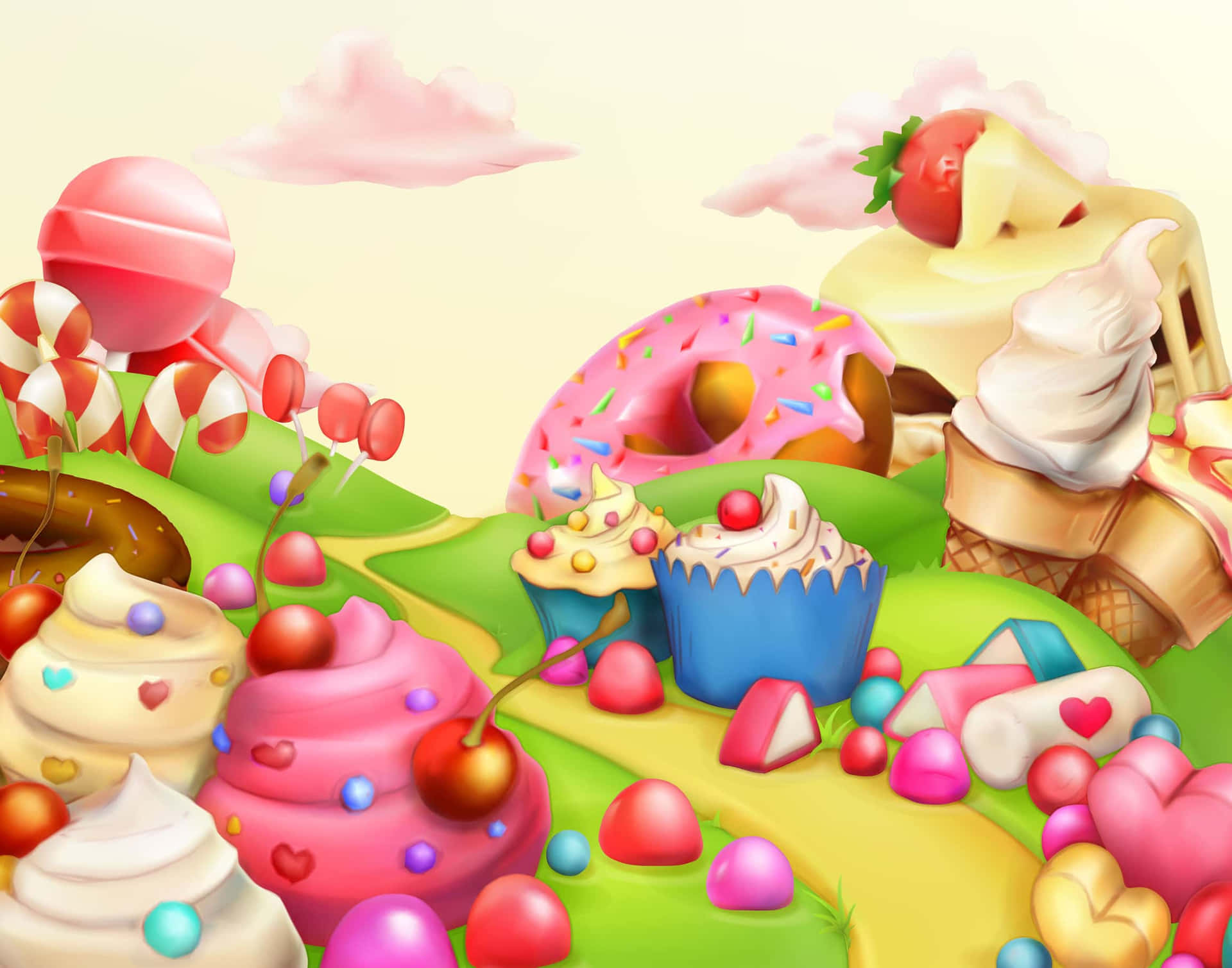 •  Velkommen til Sweet Memories - Nyd sjov af Candy Land! Wallpaper
